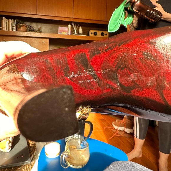 Salvatore Ferragamo size 8.5.  Rich Burgundy high heel boots - Picture 5 of 6